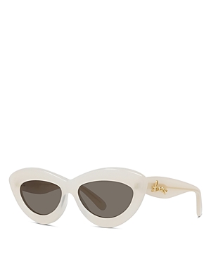 Shop Loewe Curvy Cat Eye Sunglasses, 54mm In Ivory/brown Solid
