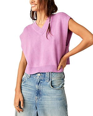 Free People Easy Street Sweater Vest In Beauty Berry