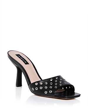 Shop Aqua Women's Square Toe Grommet Detail Mid Heel Sandals - 100% Exclusive In Black