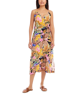 Shop Karen Kane Side Slit Midi Dress In Print