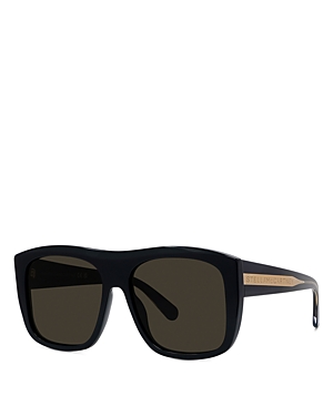 Shop Stella Mccartney Square Sunglasses, 57mm In Black/gray Solid