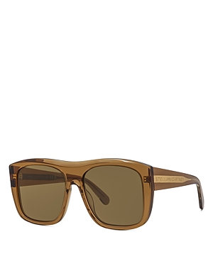 Shop Stella Mccartney Square Sunglasses, 57mm In Brown/brown Mirrored Solid