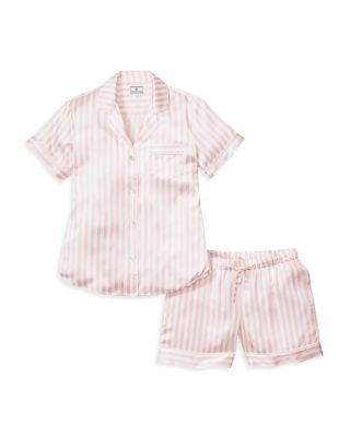 Mulberry Silk Pink Stripe Short Pajama Set