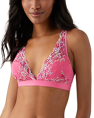 Shop Wacoal Embrace Lace Convertible Plunge Soft Cup Wireless Bra In Hot Pink/multi
