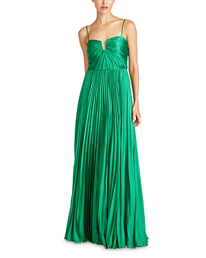 Shop ml Monique Lhuillier Helena Satin Long Dress In Clover Green