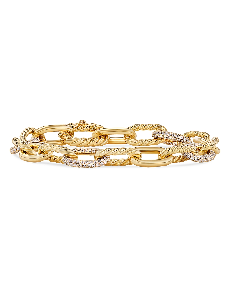David Yurman Dy Madison Chain Bracelet in 18K Yellow Gold with Diamonds, 8.5mm