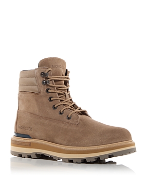 Moncler Men's Peka Leather Lace-up Hiking Boots In Medium Beige