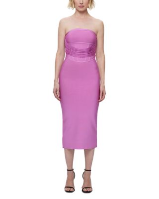 Hervé Léger - The Isabella Strapless Draped Midi Dress