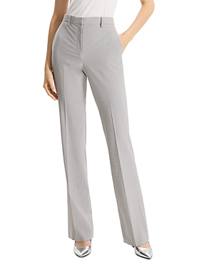 Shop Theory Slim Stretch Wool Flare Leg Pants In Light Grey Melange