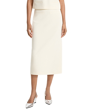 Shop Theory High Waisted Straight Midi Skirt In Rice