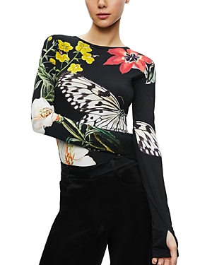 Shop Alice And Olivia Delaina Long Sleeve Top In Essential