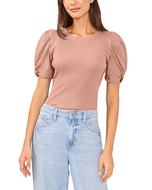 1.state Puff Sleeve Rib Knit T-shirt In Dusty Orch