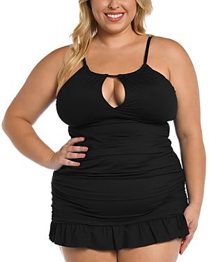 La Blanca Plus Keyhole Ruched Tankini Top