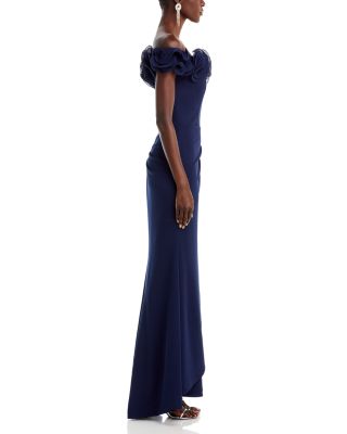 Ruffled Neck Evening Gown-Exclusive