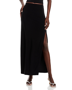 Shop Norma Kamali Side Slit Maxi Skirt In Black