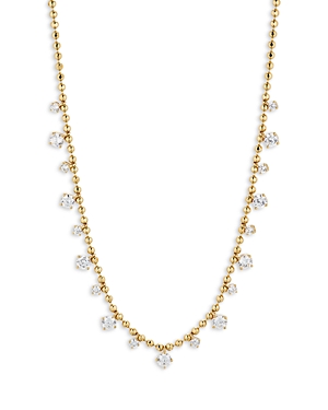Shop Nadri Twilight Shaky Cubic Zirconia Ball Chain Collar Necklace In 18k Gold Plated, 16-19