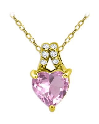 Pink Cubic Zirconia Necklace Sterling Silver Pink Cubic Zirconia Necklace Sterling Silver