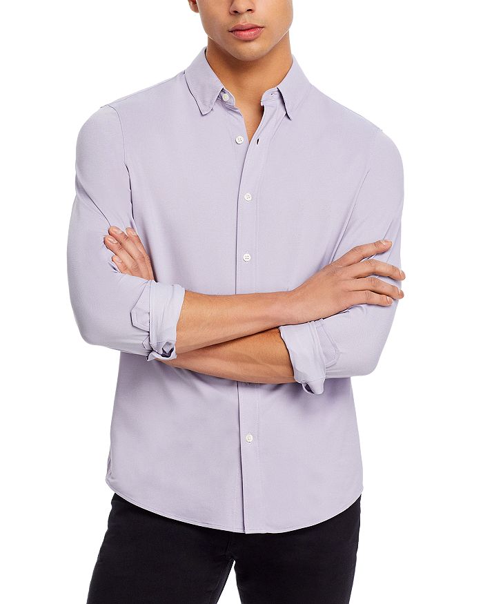 Simple Commuter Lapel Drop Shoulder Sleeve Shirt main image 1
