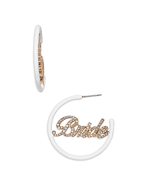 Baublebar Wife Of The Party Pave Bride White Hoop Earrings in Gold Tone