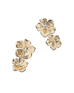 Shop Baublebar Take Your Pick Pave Flower Drop Earrings In Gold Tone