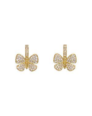 Shop Temple St Clair 18k Yellow Diamond Snow Butterfly Earrings In Gold