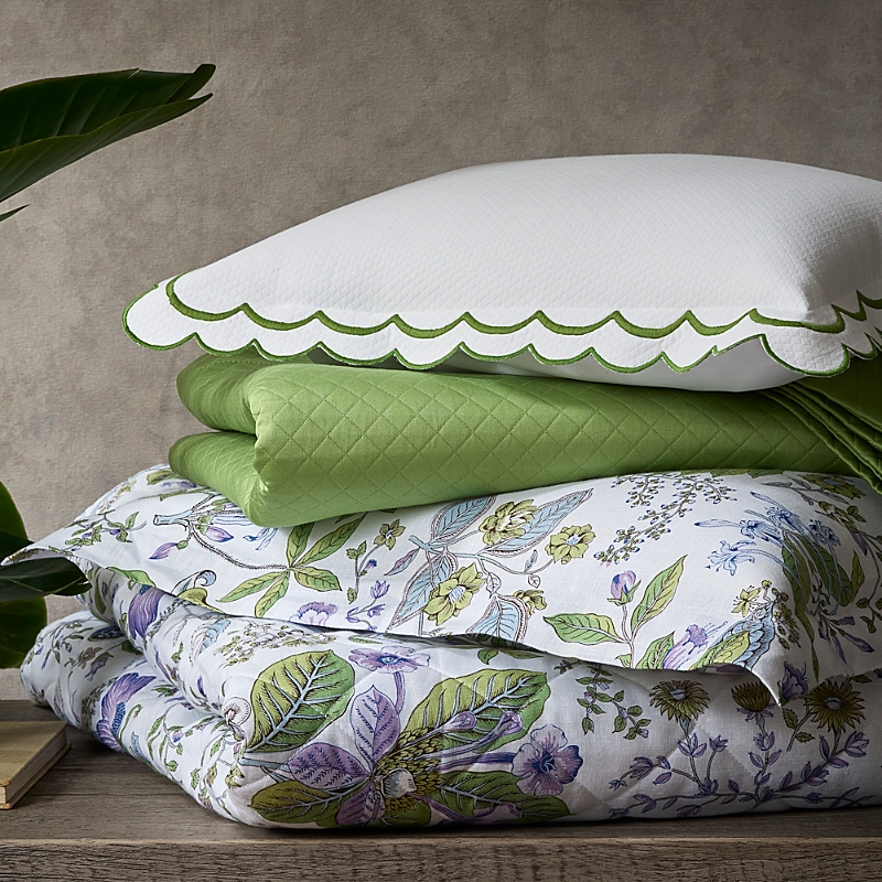 Matouk Pomegranate Linen Euro Sham In Green
