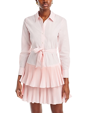 Shop Derek Lam 10 Crosby Sterling Tiered Shirt Dress In Pink Dogwood