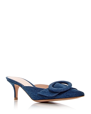 Gianvito Rossi Women's Portofino Pointed Toe Mules In Denim