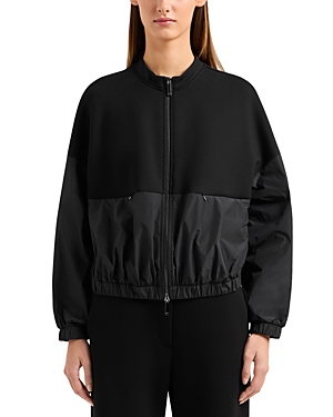 Shop Emporio Armani Scuba Blouson Jacket In Solid Black