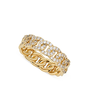 Nadri Twilight Pave Curb Chain Band Ring In 18k Gold Plated