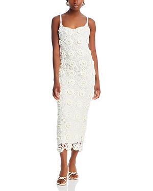 Shop Fore Floral Crochet Dress In Ivory