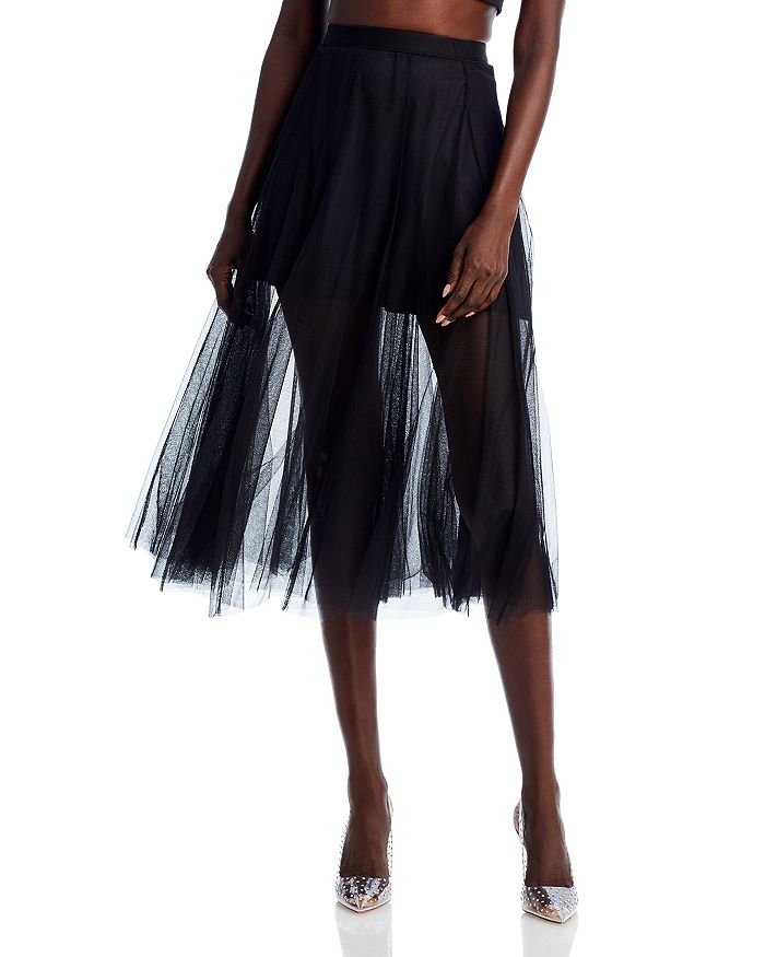 High-low multi-layer tulle skirt party dress with mid-belt and