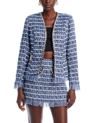 AQUA - Tweed Fringe Jacket - Exclusive