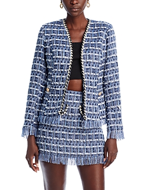 Aqua Tweed Fringe Jacket - 100% Exclusive In Blue