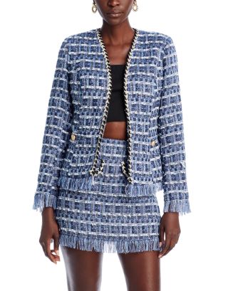 AQUA Tweed Fringe Jacket - Exclusive | Bloomingdale's