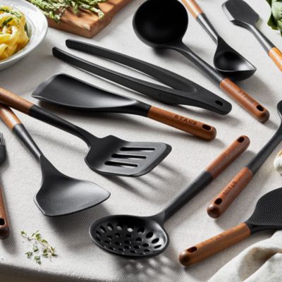11 Piece Silicone &amp; Acacia Complete Utensil Set