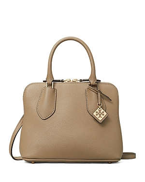 Tory Burch Mini Pebbled Leather Swing Bag In Taupe Oak/gold