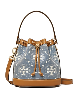 Tory Burch T Monogram Denim Bucket Bag