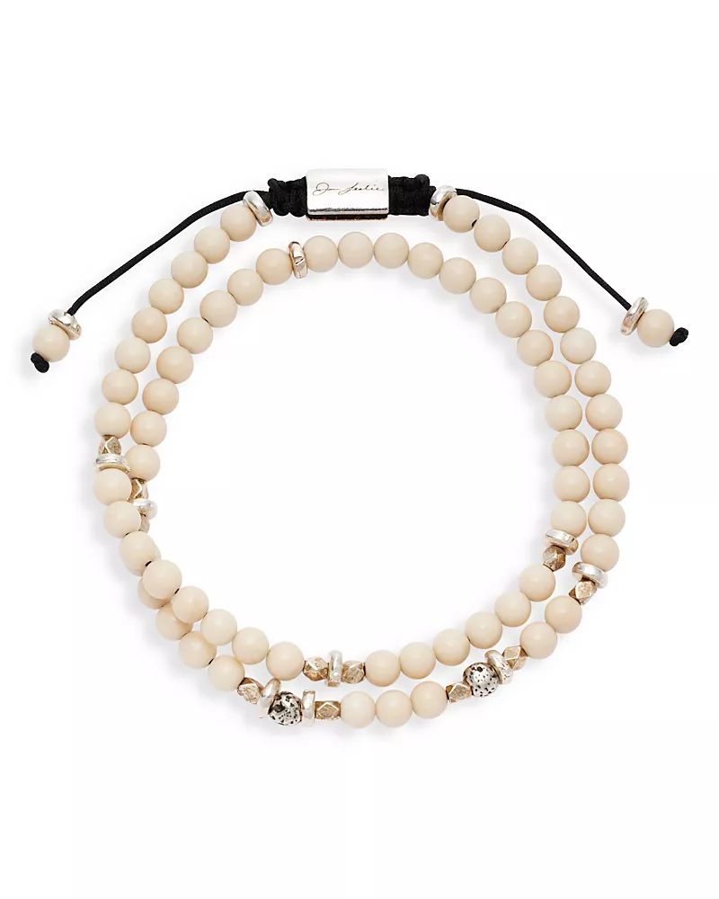Jan Leslie White Bone & Sterling Silver Beaded Wrap Bracelet