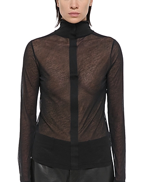 Helmut Lang Two Way Sheer Turtleneck Top In Black