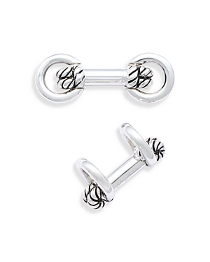 Jan Leslie Sterling Silver Rope Knot Horseshoe Cufflinks In Silver