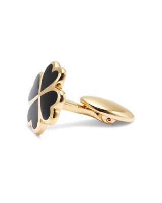 Four Leaf Clover Black Onyx, Sterling Silver & 18K Yellow Gold Vermeil Cufflinks
