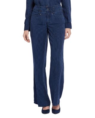 NYDJ - Teresa Striped Wide Leg Jeans in Dark Ocean