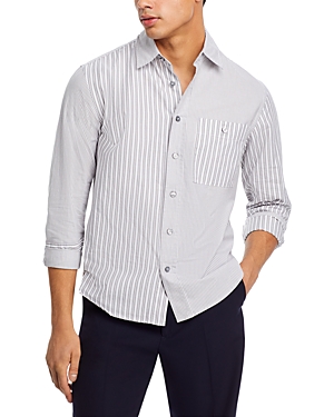 Hugo Boss Owen Relaxed Fit Button Front Shirt In Silver