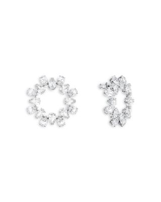 Matrix Pear Cut Circlet Earrings in Rhodium Plated