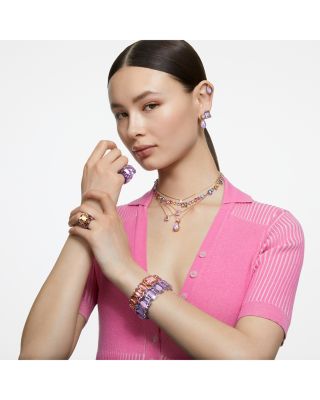 Gema Asymmetric Mixed Cut Crystal Necklace in Rhodium Plated, 14&amp;quot;