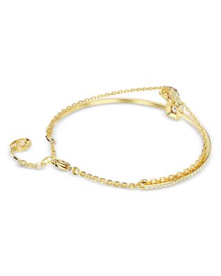 Chroma Crystal Square & Heart Charm Layered Bangle Bracelet 