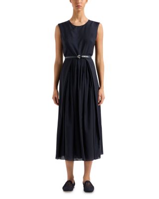 Emporio Armani - Belted Pleated Sleeveless Midi Dress