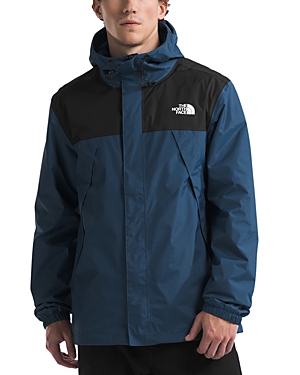 Shop The North Face Antora Nylon Ripstop Hooded Full Zip Jacket In Shady Blue/black
