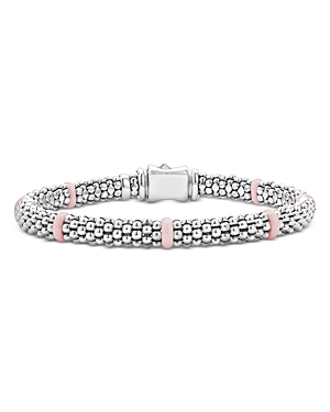 Lagos Sterling Silver Pink Caviar Pink Ceramic Bead Link Bracelet
